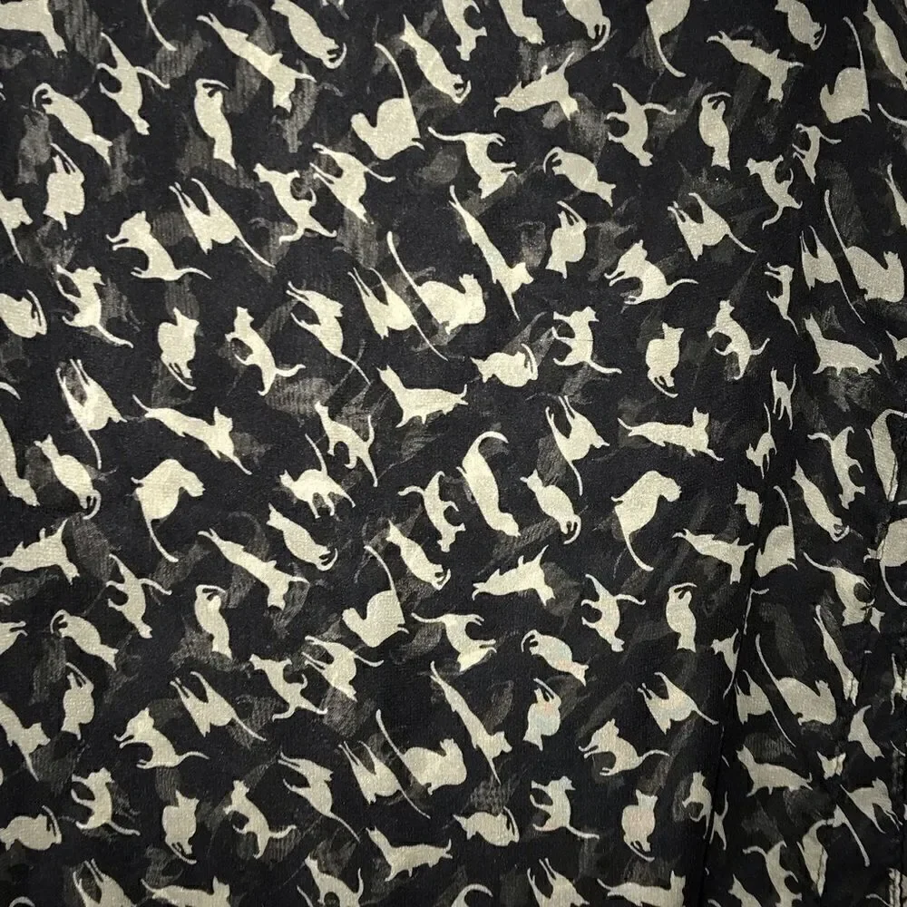 Black Silk Kitty Scarf NWT